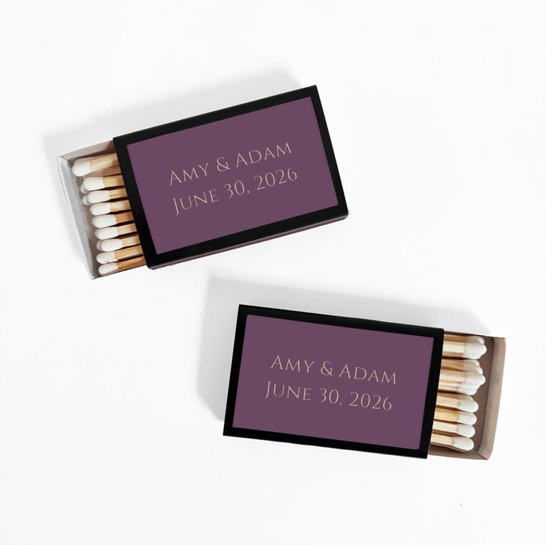 Custom Matchboxes. Name Initials Date Monogram Wedding Matches. Personalized Matchbooks. Customized Bulk Wedding Matchbox Guest Favor. image 9