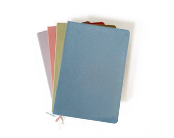Linen Hardcover Journal, Vintage Pastel Hues. A5 Blank Notebook. Linen Note Book. Cloth Bound Blank Book. Bullet, Junk Journal, Scrapbook.