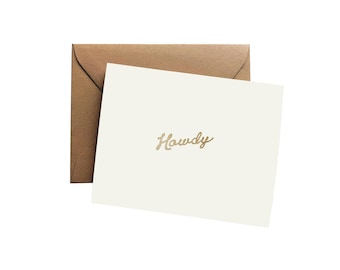 Kartka okolicznościowa "Howdy Letterpress Everyday". Kartka z życzeniami w stylu western. Prezent kowbojski. Dekoracja w stylu kowbojki. Pusta kartka Yee Haw. Urocza kartka okolicznościowa z Teksasu.