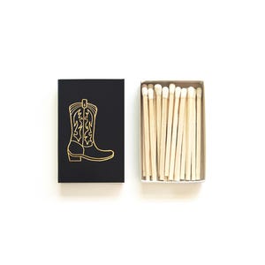Cowboy Boot Gold Foil Matchbox. Western Matches. Yee Haw Decorative Matchbook. Cowgirl Gear. Texas Rodeo Gift. Ranch Decor. Wild West Favor.