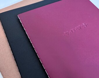 Wedding Vows Blind Deboss A5 Saddle Stitch Notebook. Medium Vow Booklet. Engraved Officiant Book. Stitched Blank 8.5" x 5.5" Wedding Book.