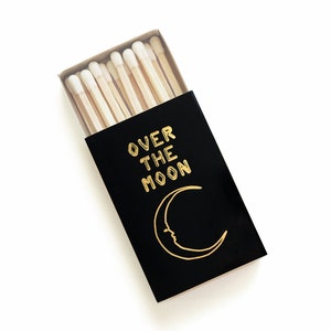 Over the Moon Matchbox. Starry Night Decor. Unique Celestial Gift. My Moon and Stars. Wedding Matches. Stargazing Party. Light a Lunar Spark