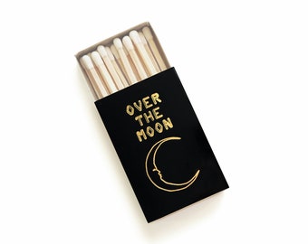 Over the Moon Matchbox. Starry Night Decor. Unique Celestial Gift. My Moon and Stars. Wedding Matches. Stargazing Party. Light a Lunar Spark