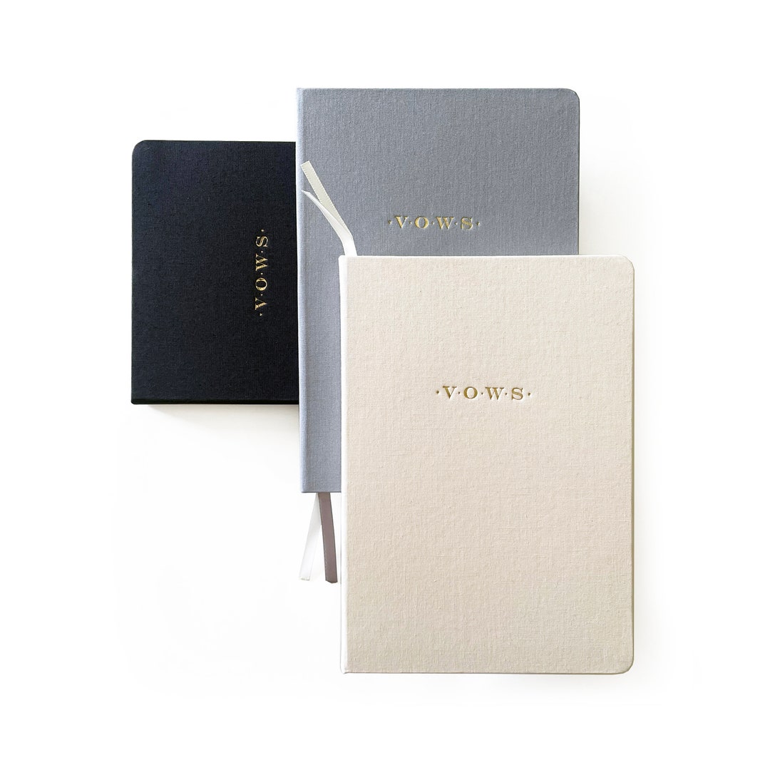 Wedding Vows Foil Embossed Linen Notebook. VOWS Linen Bound Journal. Linen Covered Blank Wedding Book. Linen Wedding Vows Book. Vow Booklet. - Cream