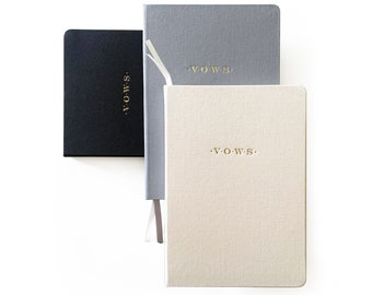 Wedding Vows Foil Embossed Linen Notebook. VOWS Linen Bound Journal. Linen Covered Blank Wedding Book. Linen Wedding Vows Book. Vow Booklet.