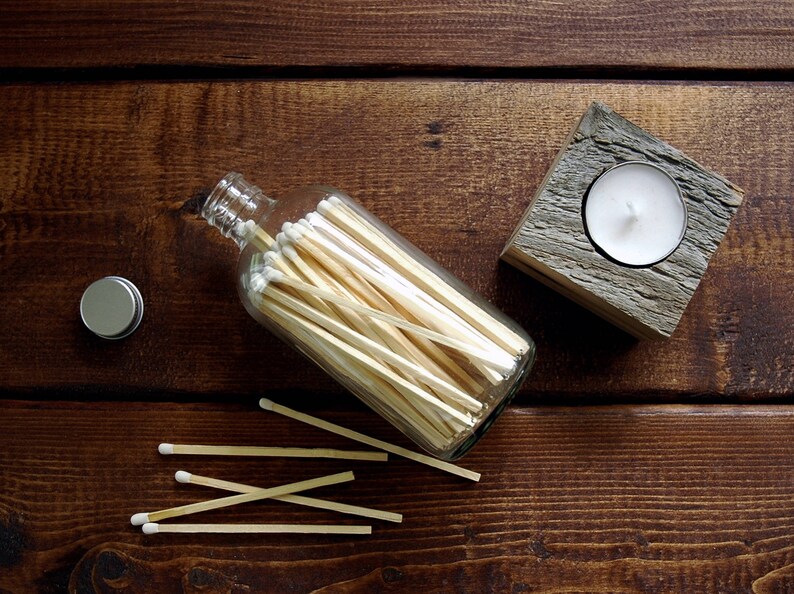 White 4 Candle Matches in a Jar. Classic White Wooden Etsy