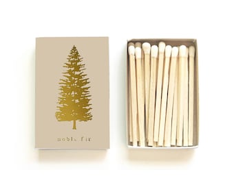 Noble Fir Tree Matchbox. Nature, Adventure Gift. Evergreen Species Matches. Woodland, Camping Party Favor. Forest Pine Matchbook. Wholesale.