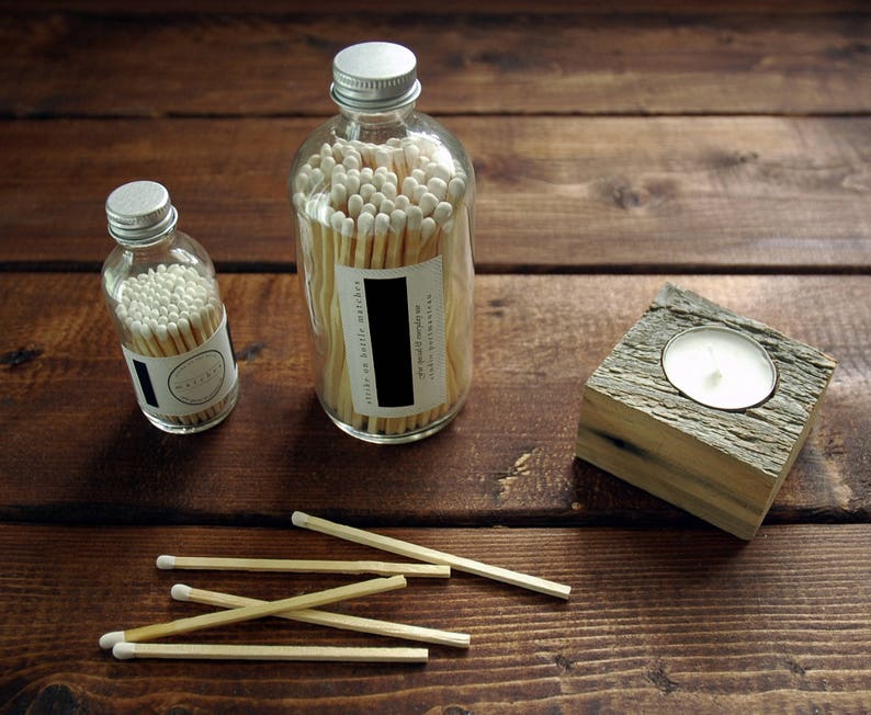 White 4 Candle Matches in a Jar. Classic White Wooden Etsy