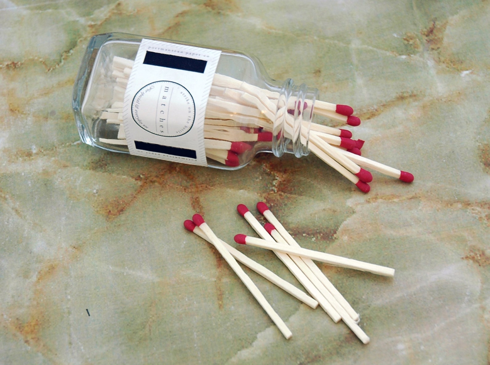 Red Square Bottle Matches. Fancy Jar Matches. Strike on Etsy