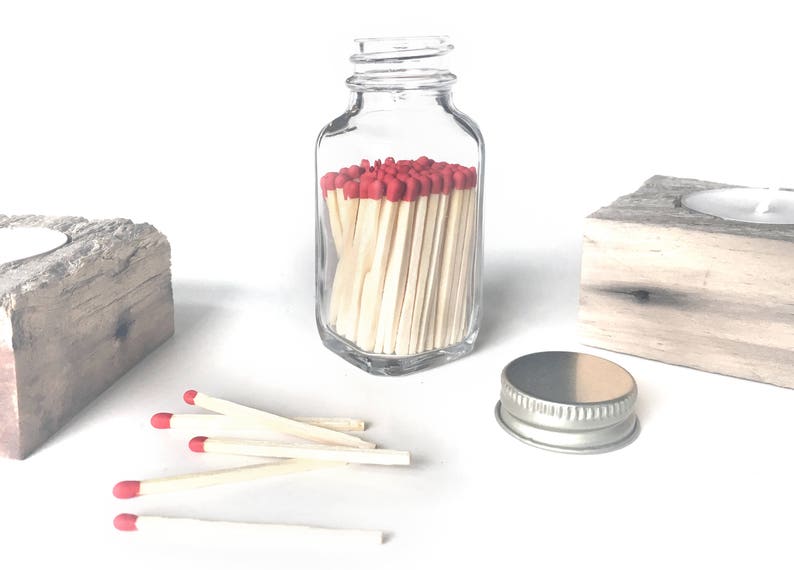 Red Square Bottle Matches. Fancy Jar Matches. Strike on Etsy