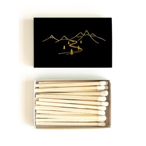 Snow Capped Mountains Matchbox. Ski, Snowboard, Snowshoe, Sled Lover Gift. Winter Mountain Town Decor, Gift. Stocking Stuffer Matchbook.