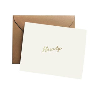 Howdy Foil Embossed Everyday Greeting Card. Western Note Card. Cowboy Gift. Cowgirl Decor. Yee Haw Blank Card. Cute Texas Greeting Card.