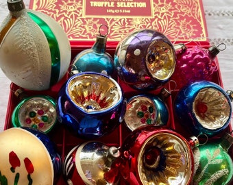 ヴィンテージ マーキュリーガラス クリスマスツリーボール：MCM 手描き