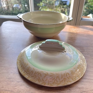 Vintage Art Deco Crown Devon lockterrin: Ranleigh-mönster, keramik från 1930-talet
