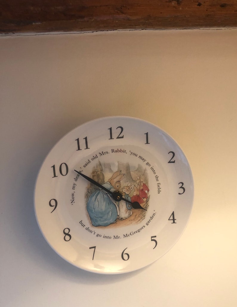 Vintage Peter Rabbit Ceramic Clock Plate by Wedgewood Pottery zdjęcie 5