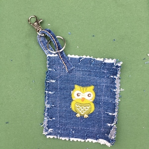 Denim Keychain - Owl design
