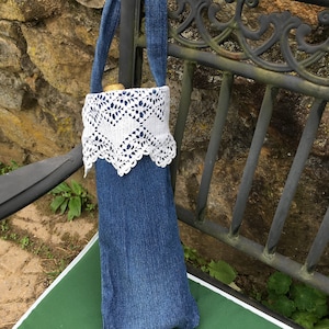 Denim Wine Totes, Beverage Gift Bags, Water Bottle Carriers