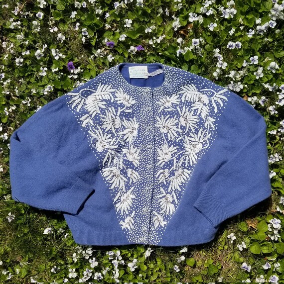 50s // Beaded blue cardigan