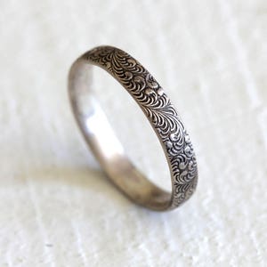 Fern ring silver patterned ring woodland pattern ring - gardener gift