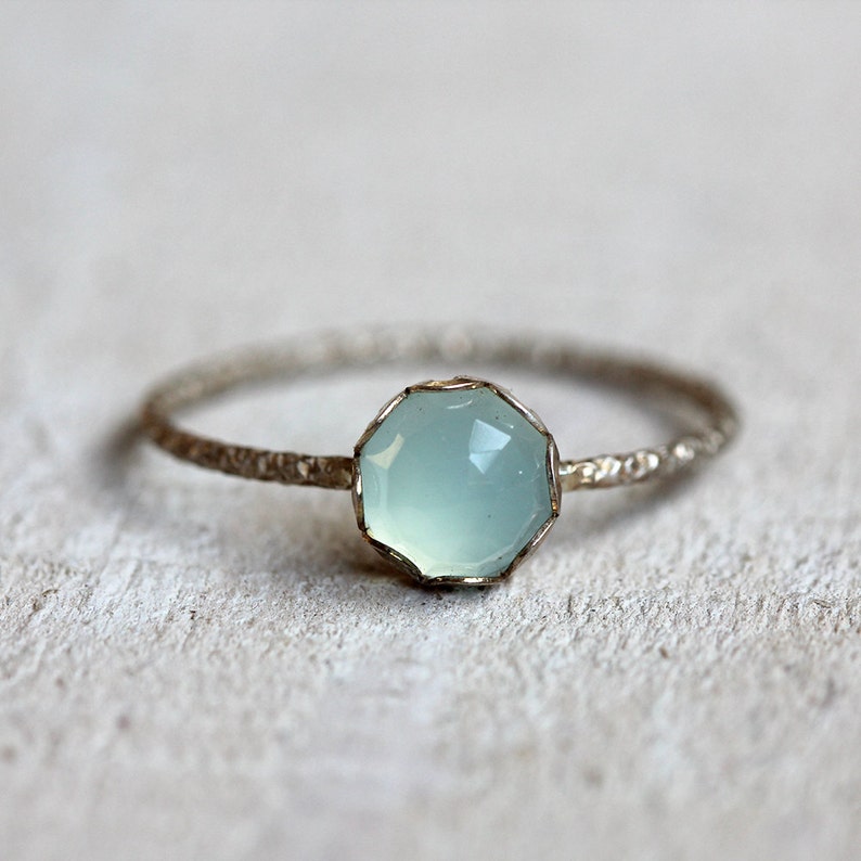 Blue chalcedony gemstone ring image 4