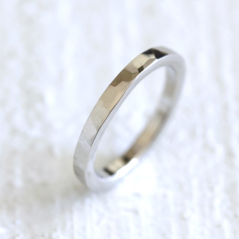 Hammered Platinum wedding band ecofriendly wedding ring choose a width image 3