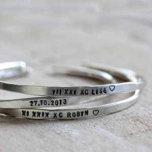 Personalized silver bracelet sterling silver cuff or brass cuff custom bracelet bangle image 2