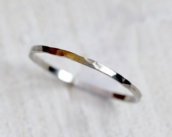 14k gold wedding ring thin hammered band