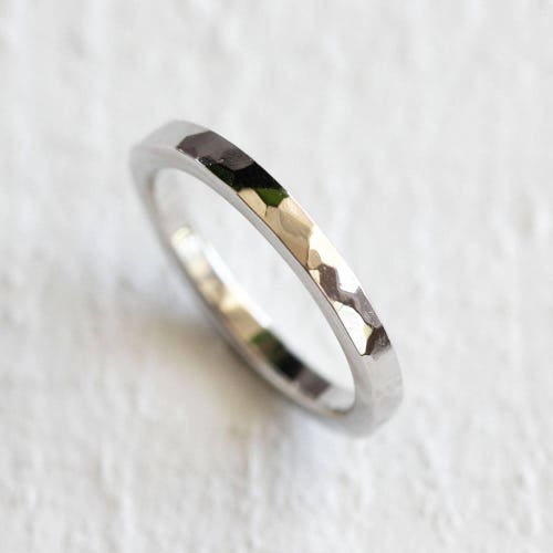 Platinum Hammered Ring Wedding Ring Etsy