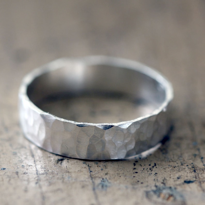 Hammered Bands Wedding Ring Set Etsy