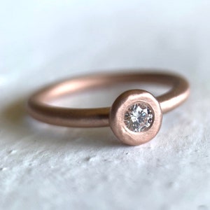 Rustic 14k or 18k Gold Diamond Engagement Ring Rustic Modern Eco-Friendly image 2
