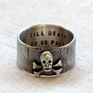 Skull and crossbones ring sterling silver personalized pirate ring