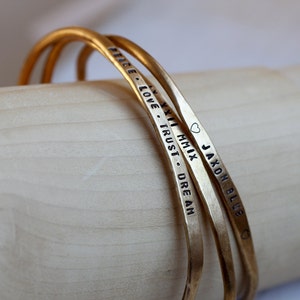 Cuff bracelet personalized sterling silver and brass bracelets set of 3 rustic cuffs image 3