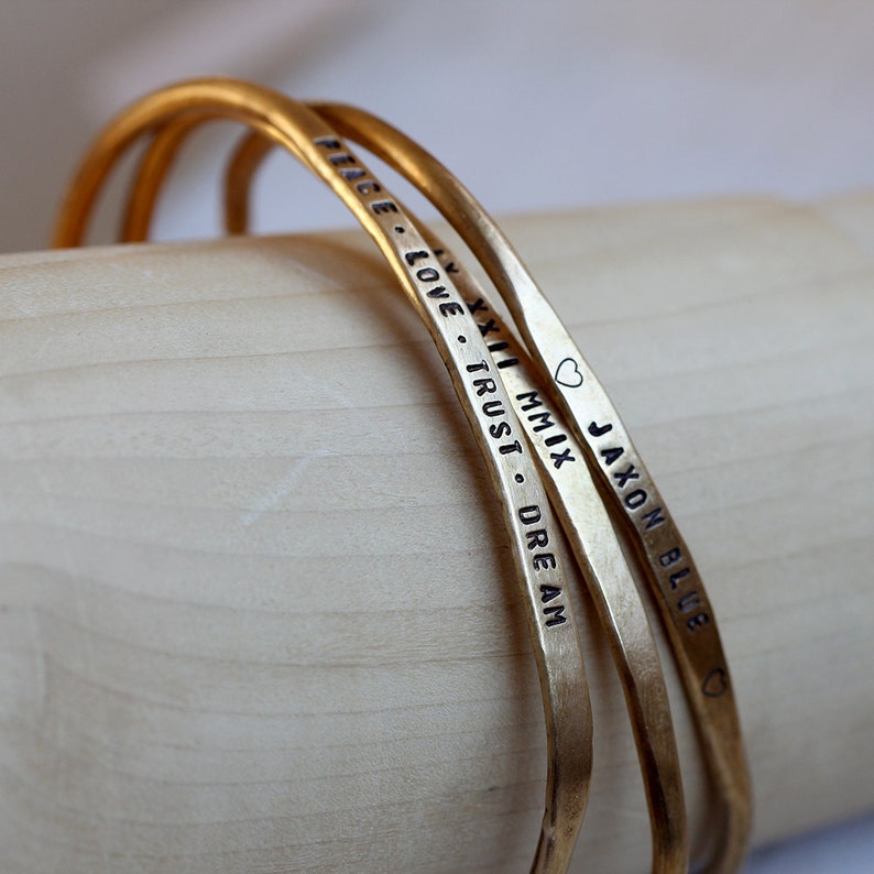 Personalized brass cuffs or sterling silver cuffs hand stamped bracelets image 7