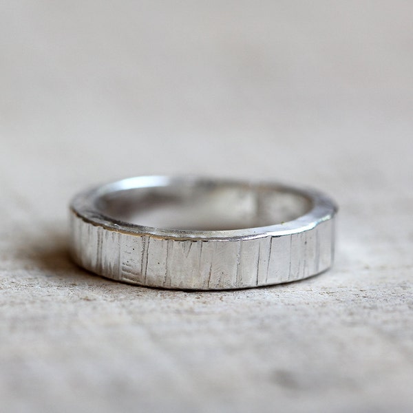 Men's wedding ring tree bark ring