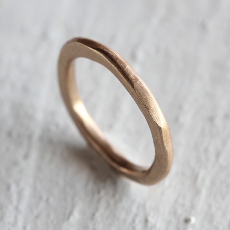 Rustic 14k Solid Gold Ring Eco-friendly recycled gold ring image 2