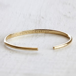 Solid gold cuff bracelet 18k gold or 14k gold bangle personalized with secret message