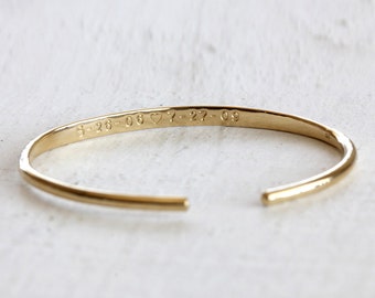 Solid gold cuff bracelet 18k gold or 14k gold bangle personalized with secret message