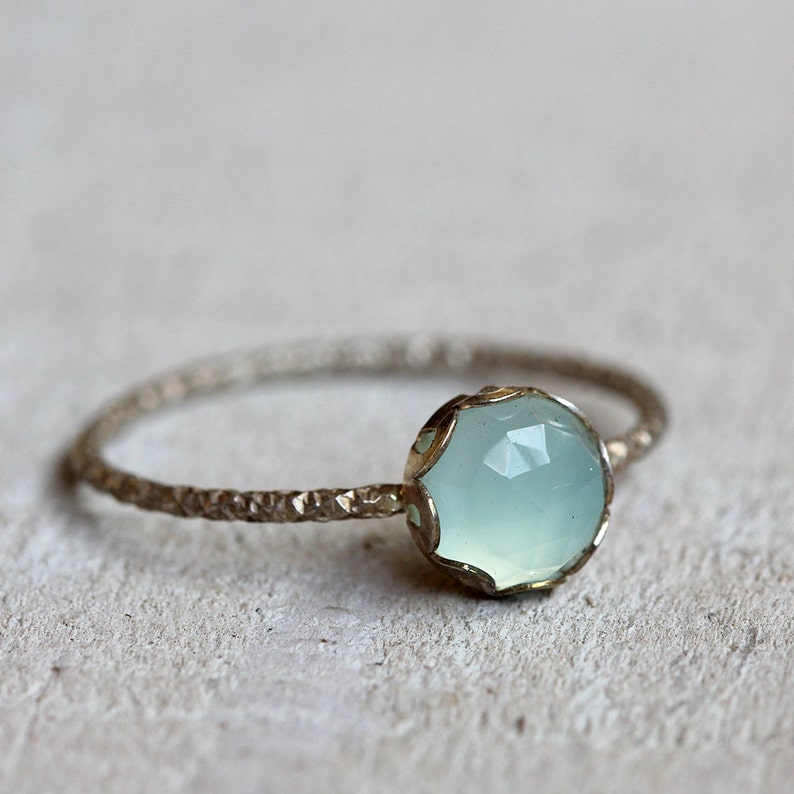 Blue chalcedony gemstone ring image 5