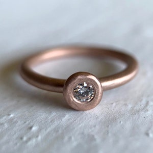 Rustic 14k or 18k Gold Diamond Engagement Ring Rustic Modern Eco-Friendly image 5