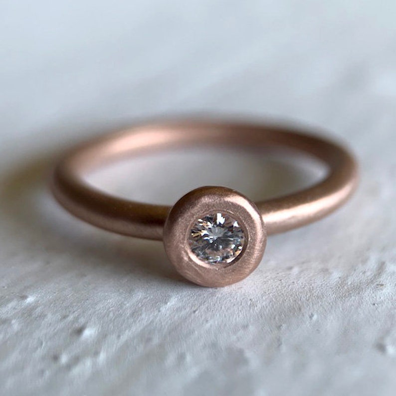 Rustic 14k or 18k Gold Diamond Engagement Ring Rustic Modern Eco-Friendly image 5