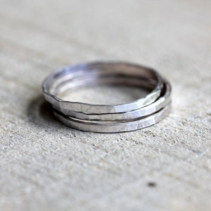 Stacking Rings Hammered Sterling Silver Stacking Rings Set of 3 - Etsy
