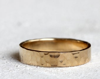 18k gold hammered wedding ring solid gold wedding band