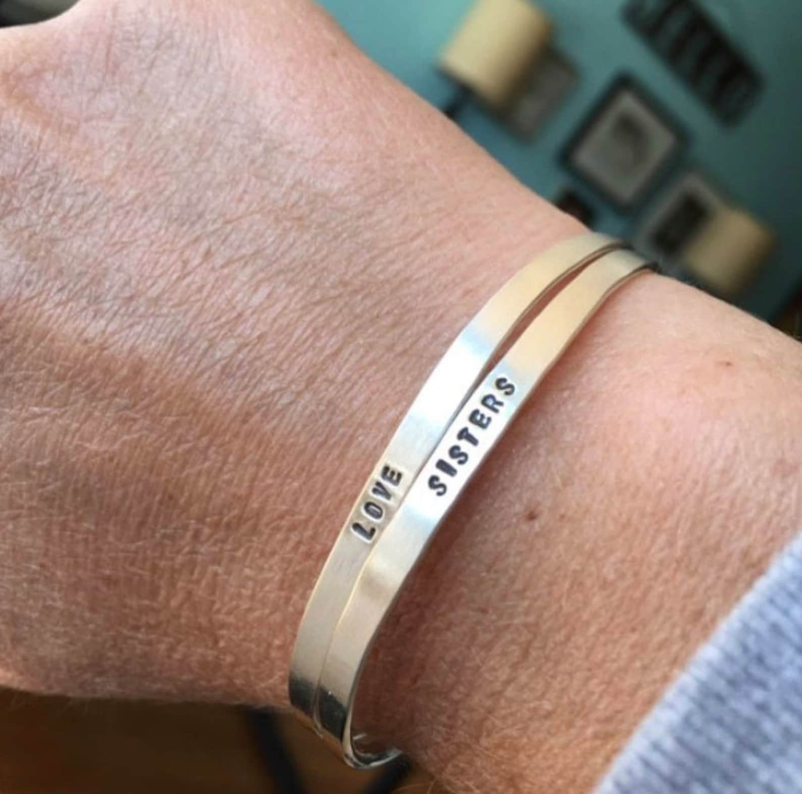 Personalized Silver Bracelet Sterling Silver Cuff or Brass Cuff Custom