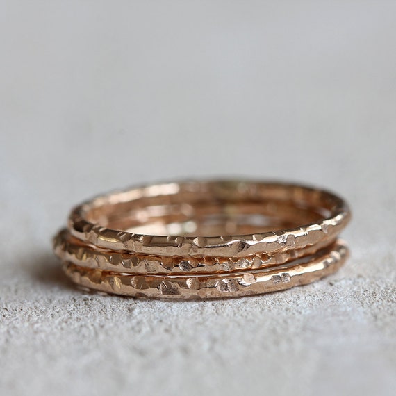 14k gold stacking rings solid 14k gold stacking rings | Etsy