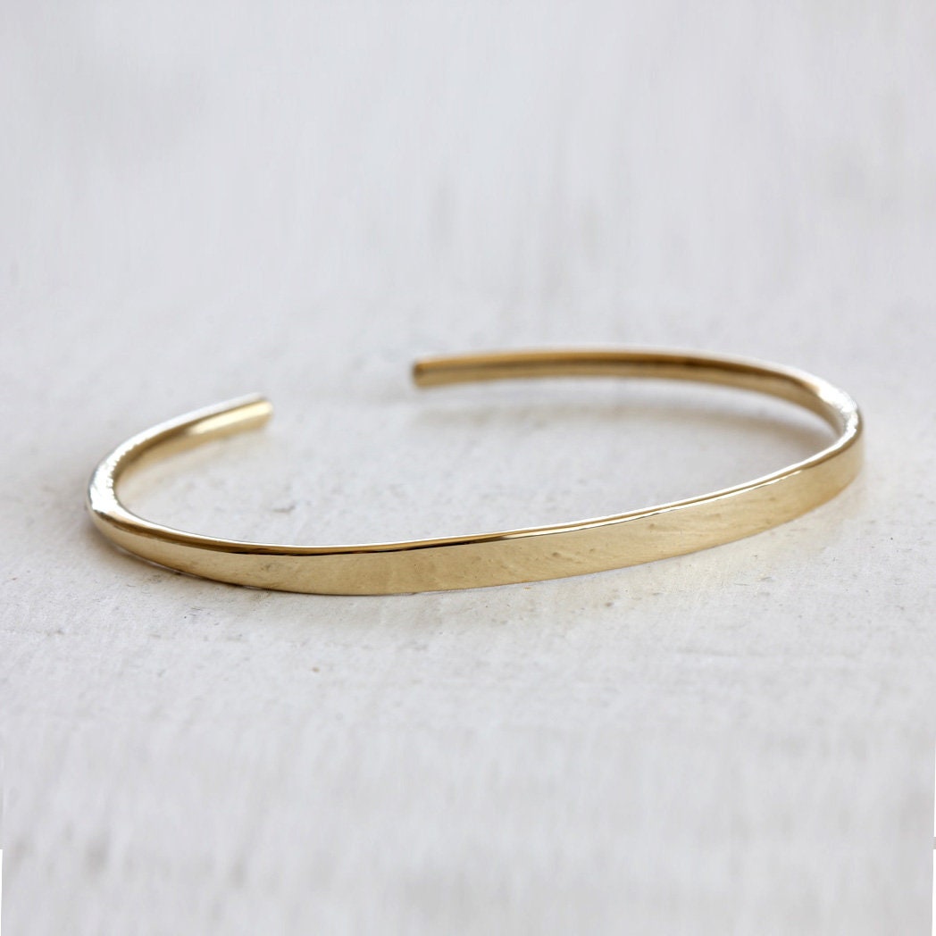 Solid Gold Cuff Bracelet 18k Gold or 14k Gold Bangle - Etsy