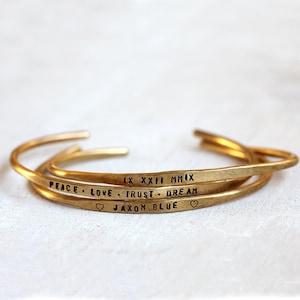 Personalized brass cuffs or sterling silver cuffs hand stamped bracelets image 6