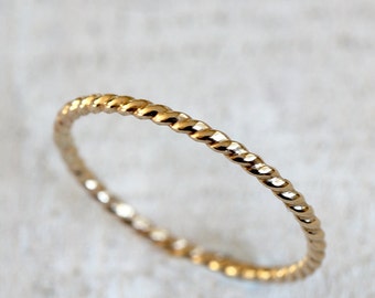 Twisted wire ring solid 14k gold rope ring