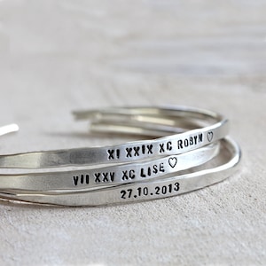 Personalized silver bracelet sterling silver cuff or brass cuff custom bracelet bangle