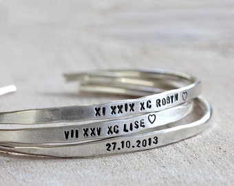 Personalized silver bracelet sterling silver cuff or brass cuff custom bracelet bangle