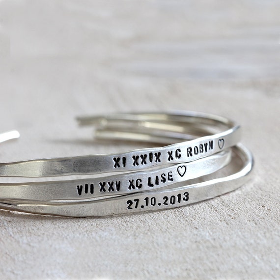 Buy Personalized Silver Bracelet Sterling Silver Cuff or Brass